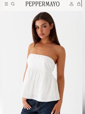 Peppermayo White Strapless Peplum Camisole